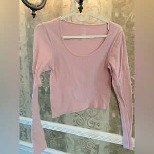 Ultra Flirt Pink Ribbed Crop Blouse